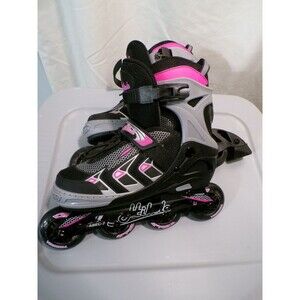 Atikole Women's Adjustable Inline Skates ABEC 7 Black Pink Large 8.5 Barely Used
